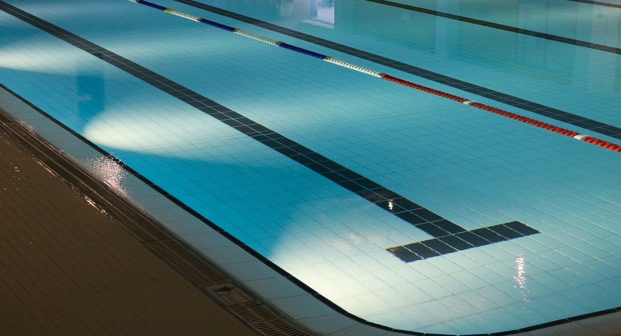 Large outdoor pool at night