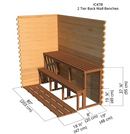 2-Tier Back Wall Benches | Indoor Cabin 4'x7'