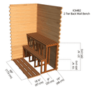 2-Tier Back Wall Benches | Indoor Cabin 4'x6'