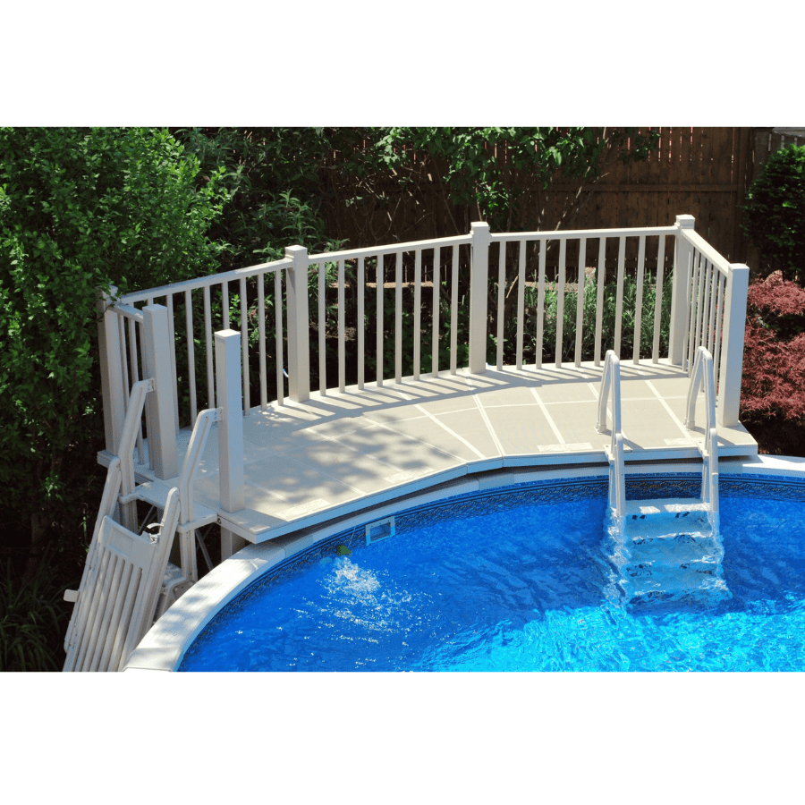 13 Round Pool VinylWorks 5' x 13.5' Resin Pool Deck w/ Steps & Safety Gate (Oval ...
