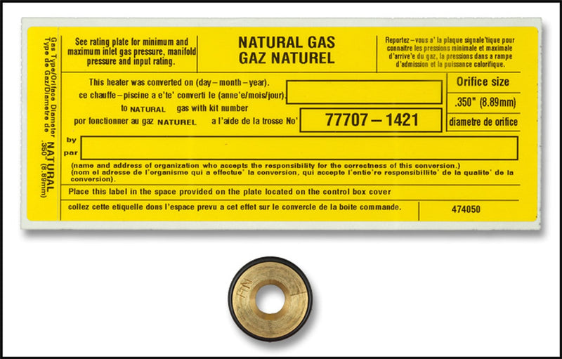 Pentair Sta-rite max-e-therm conversion kit liquid propane to natural gas 77707-1421 at www.poolproductscanada.ca