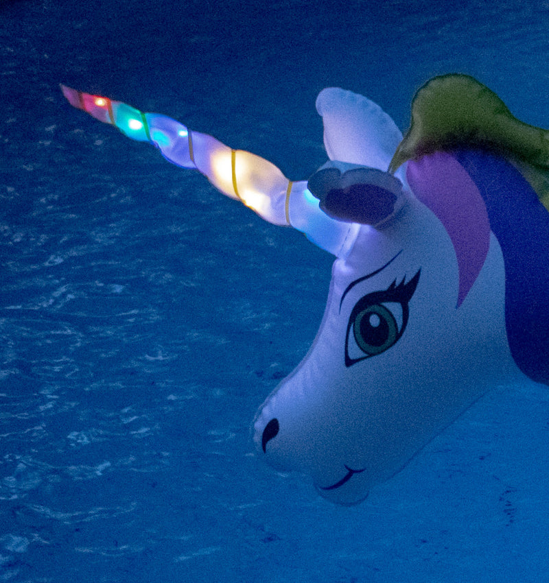 LED Unicorn Ring Inflatable Pool Float