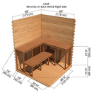 Benches on Back Wall & Right Side | Cabin 6'x6'
