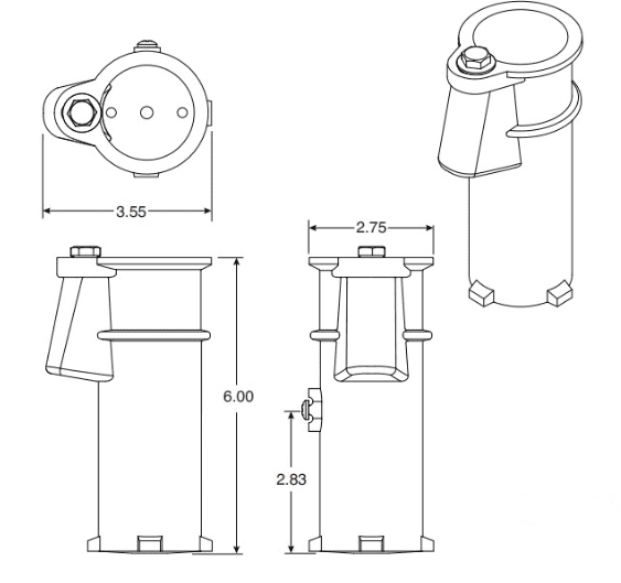 6" Bronze Socket for 1.9"