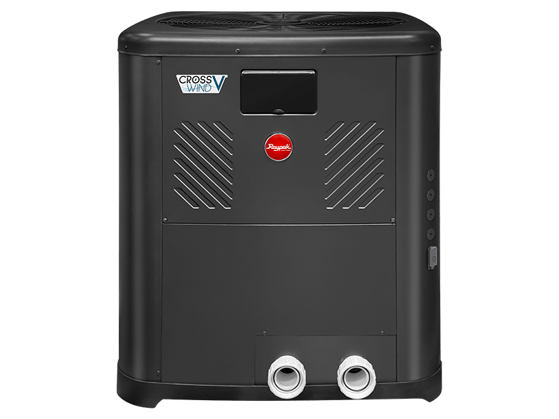 Raypak Crosswind V titanium heat pump with Raymote WiFi app automation 115,000 BTU Canada at www.poolproductscanada.ca