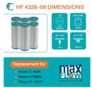HF4326-01  Advanced Spa Filter Cartridge - Replacement for Pleatco PRB25-IN, Unicel C-4326, Filbur FC-2375, Dynamic Series I RDC-25, Waterway 25 in-Line