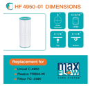 HF4950-01 Advanced Spa Filter Cartridge - Replacement for Pleatco PRB50-IN, Unicel C-4950, Filbur FC-2390, Dynamic Series IV DFM, DFML, Series II & III RTL/RCF-5
