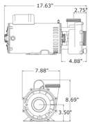 Aqua-Flo XP2E 3 HP 56 Frame, 2 Speed, 2" Intake & Discharge (230V)