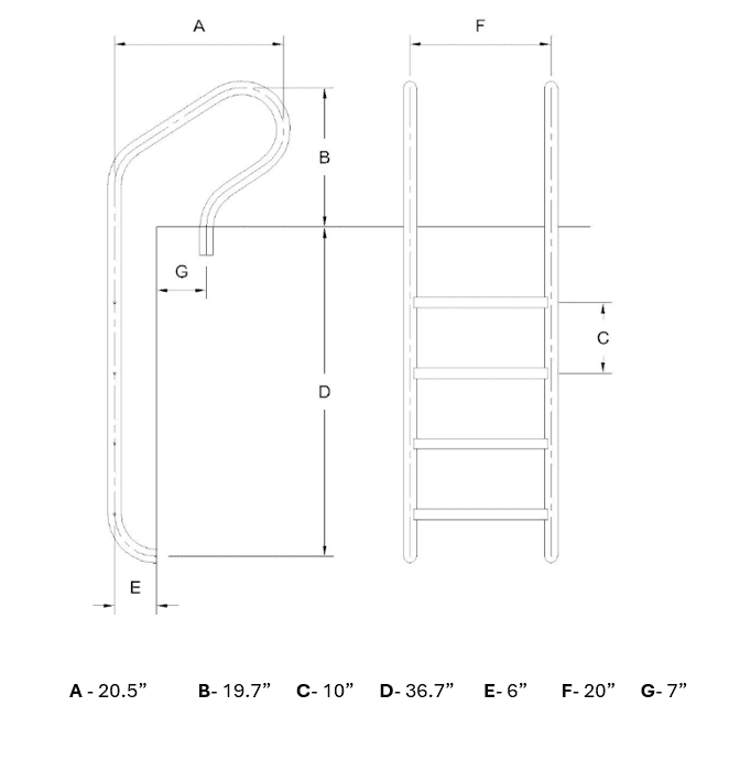 Northern Stainless - Silver (Parallel)  Series Ladder - Logo Tread