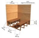 Single Tier Side Wall Benches | Indoor Cabin 6'x7'