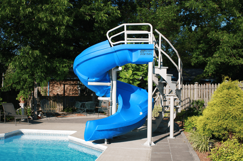 Vortex® Pool Slide by S.R.Smith - 1/2 Tube Blue with Ladder