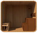 8' Luna Lounge on Left | 2-Tier Benches on Right | 8'x8'