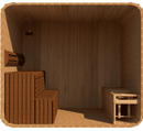 8' Luna Lounge on Right | 2-Tier Benches on Left | 8'x8'