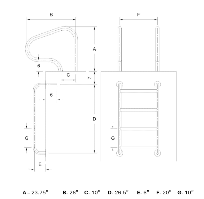 Northern Stainless - Under Cover Ladder - Marine Grade Tread