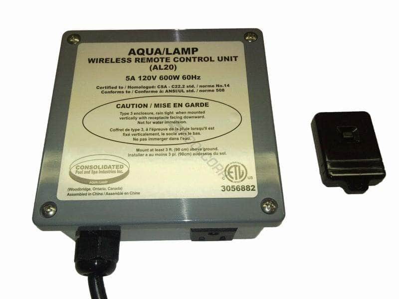 Consolidated aqualamp replacement wireless remote and control unit receiver for all model AL20 AL20-RR Canada at www.poolproductscanada.ca