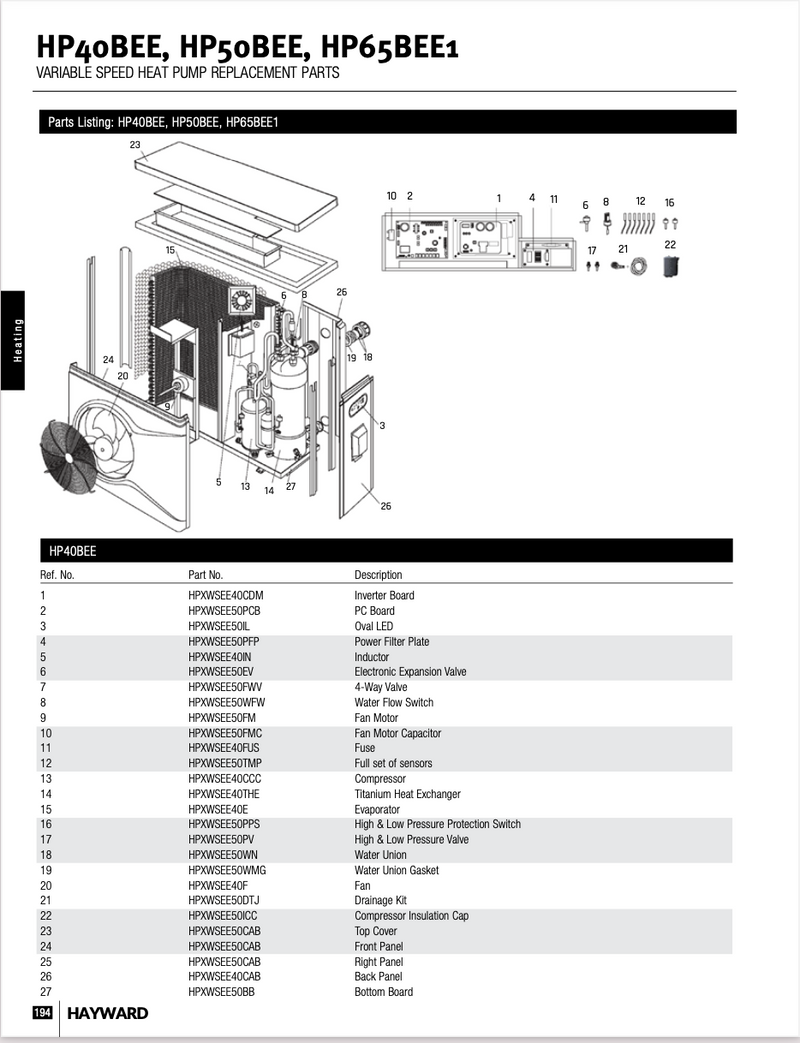 Hayward HP50BEE | Kit de drainage HP65BEE1 - HPXWSEE50DTJ 
