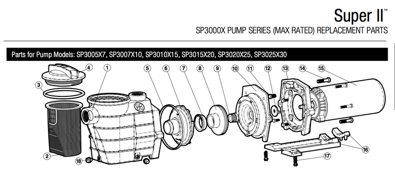 Hayward Super II™ Pump 1 HP Single Speed Pump - SP3007X10A