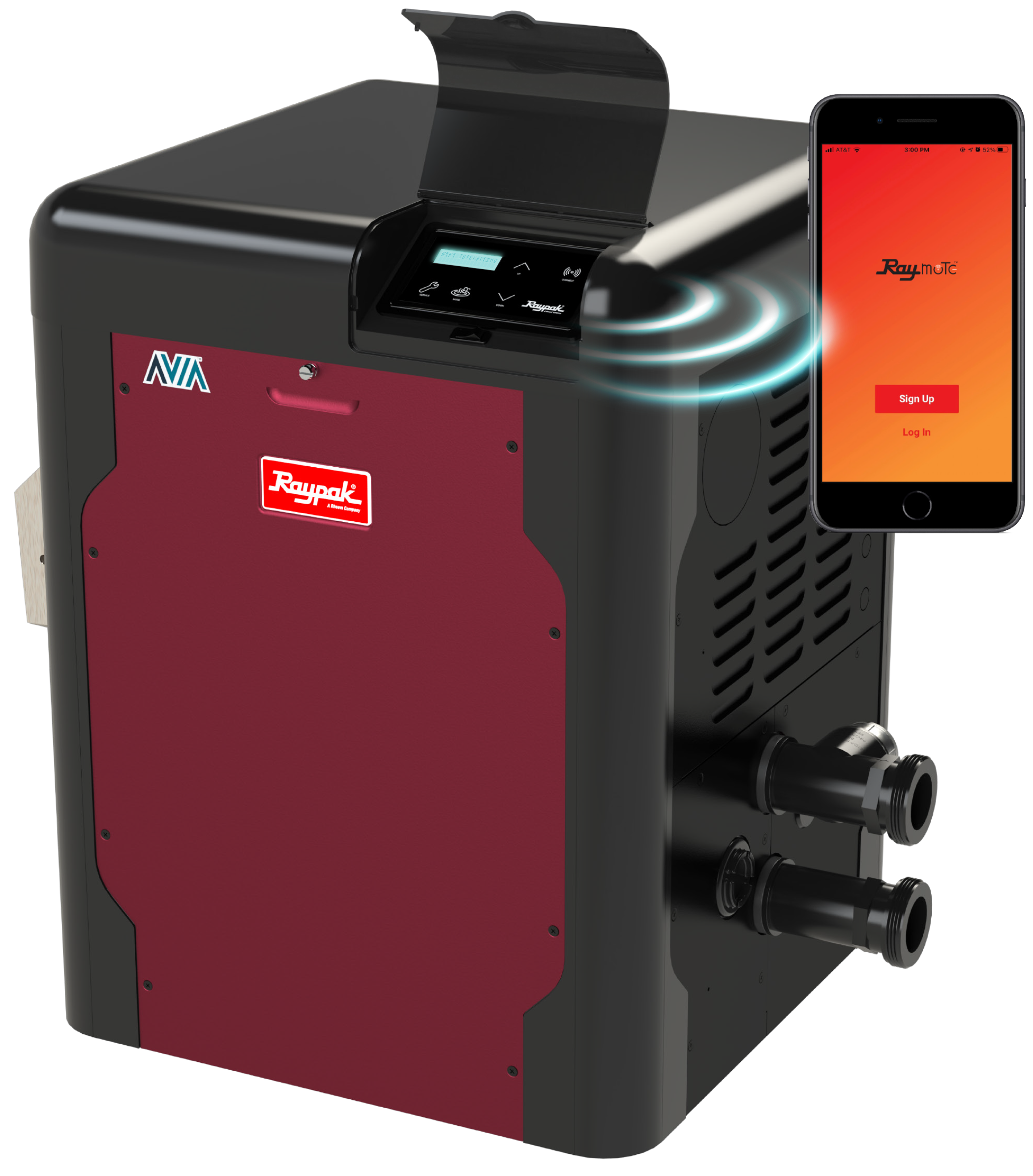 Raypak P-R404A-EN-C 400000 BTU Natural GasSwimming Pool Heater Canada Raymote full integrated wifi control anywhere anytime best price free shipping expert advice at www.poolproductscanada.ca - Raypak and Rheem Specialists